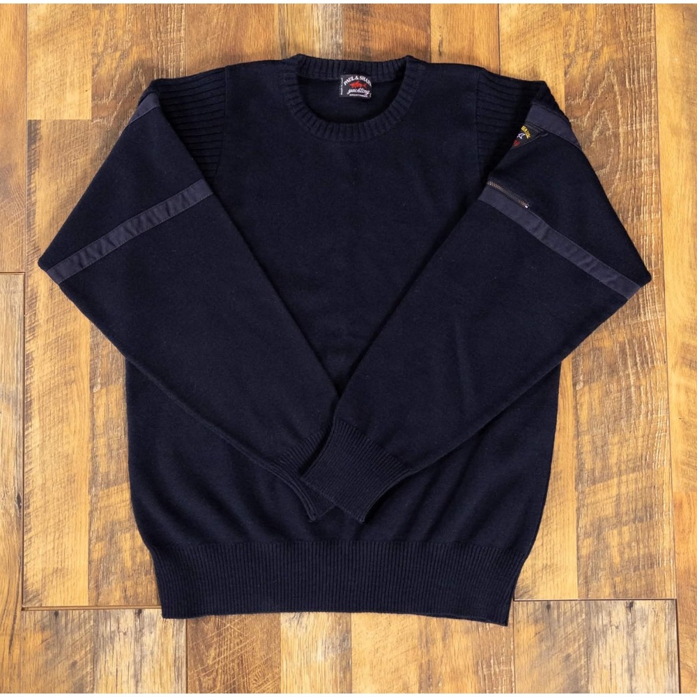 Vintage Paul & Shark Yachting Sweater Mens M Navy Knit Zip Sleeve Made in Italy